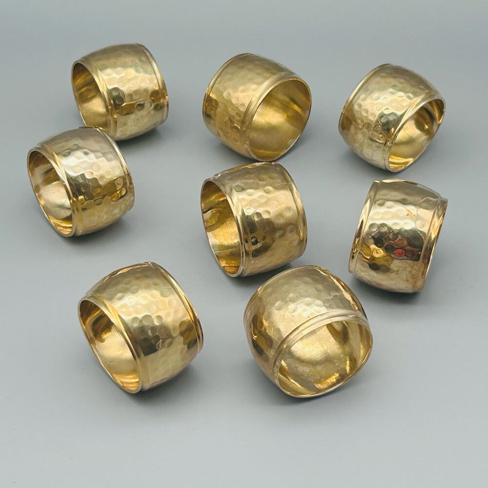 Hammered Brass Napkin Rings 8 Piece Set
